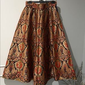Gold Red Zari Brocade Festive Skirt